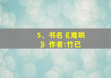 5、书名《难哄》 作者:竹已